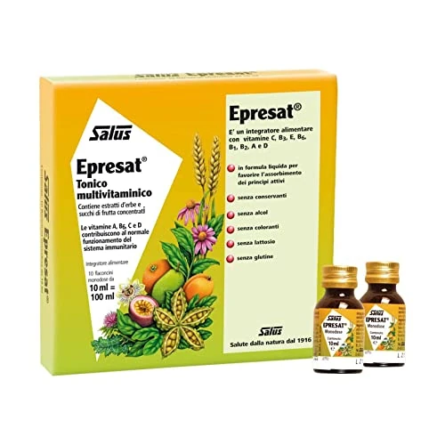 Salus Epresat - Integratore Alimentare Multivitaminico per un sostegno energetico e ricostituente e utile per le difese immunitarie, 10 flaconcini monodose da 10ml