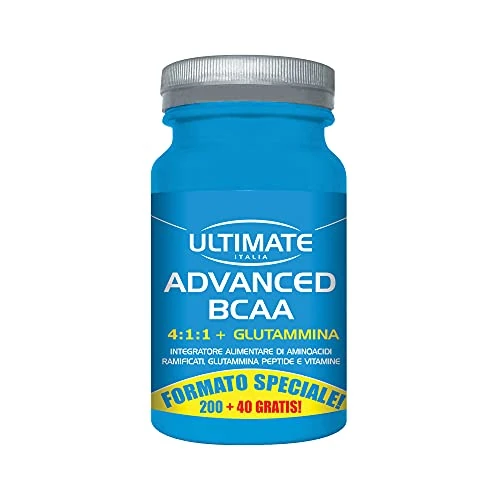 Offerta a tempo: Advanced Bcaa - Formula Avanzata Aminoacidi Ramificati nel Rapporto 4.1.1 Leucina, Isoleucina, Valina, Glutammina Peptide, Vitamina B6 Maggiore Assimilazione - 240 Cpr - Ultimate Italia - 19% da 34.00 € a 27.45 €