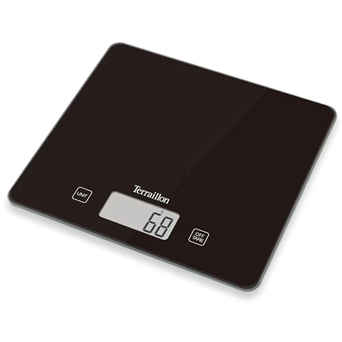 Terraillon Kitchen Scales, Tare, Liquid Conversions, Ultra-Fine, 5 kg Capacity, Classic, Black