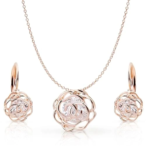 Oferta limitada: Crystalline Azuria Mujer 18ct Chapado en Oro Rosa Flores Rosas Cristales Juego de joyas Collar Pendientes para Mujer Niña Boda Novia y Dama de honor de 37.97 € a 37.97 € (ahorro 0.00%)