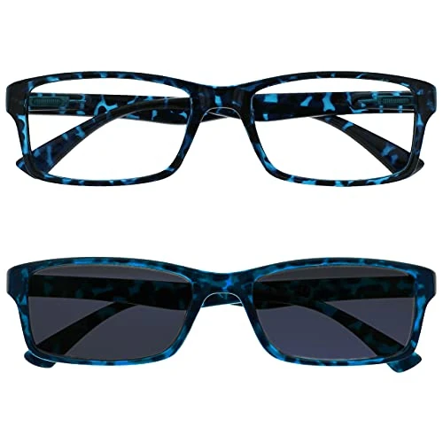 Offerta a tempo: OPULIZE Occhiali Da Lettura Blu Tartaruga Lettori Coordinata Con Lettore Sole Valore Pacco Doppio Uomo Donna UVSR2092BL +2,00 - 15% da 10.00 € a 8.50 €