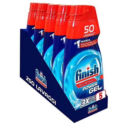 Offerta a tempo: Finish Powergel, Gel Detersivo per Lavastoviglie Liquido, Multiazione, Brillantezza e Protezione, 250 Lavaggi, 5 Confezioni da 50 Lavaggi - 0.00% da 55.98 € a 55.98 €