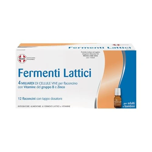 Offerta a tempo: Matt, Fermenti Lattici Bambini e Adulti, con 4 Miliardi di Cellule Vive, Vitamina B2, Vitamina B6 e Zinco, Ideali per l'Equilibrio della Flora Batterica Intestinale, Senza Glutine, 12 Flaconcini - 32% da 11.70 € a 7.90 €