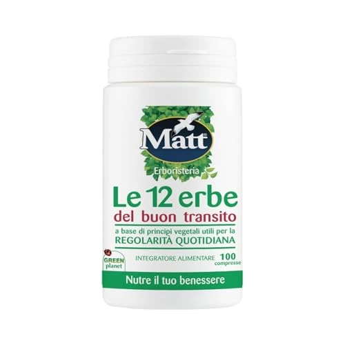 Matt, Le 12 Erbe del Buon Transito, Integratore Alimentare a Base di Principi Vegetali Utili per la Regolarità Quotidiana, Favorisce la Funzione Digestiva, Confezione da 100 Compresse