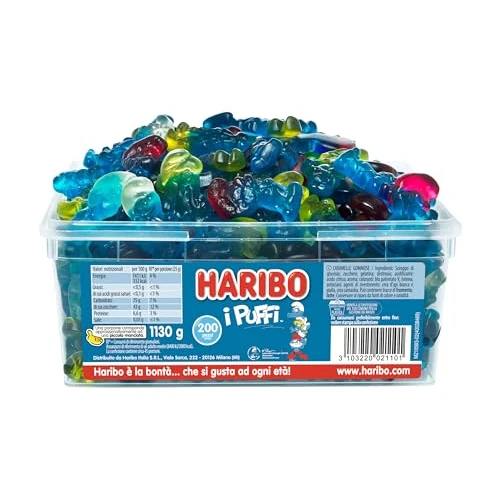 Offerta a tempo: Haribo I Puffi, Caramelle Gommose a Forma di Puffo, Gusto Frutta, Ideali per Feste e Dolci Momenti di Relax - Circa 200 Pezzi [1130gr] - 0.00% da 11.45 € a 11.45 €