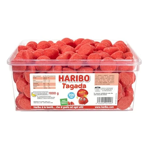 Offerta a tempo: Haribo Tagada, Caramelle Gommose, Gusto Frutta Fragola, Ideali per Feste e Dolci Momenti di Relax - Circa 200 Pezzi [1000gr] - 28% da 10.23 € a 7.37 €
