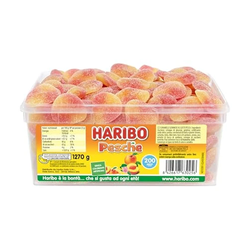 Offerta a tempo: Haribo Pesche, Caramelle Gommose, Gusto Frutta Pesca, 1270gr - 0.00% da 15.00 € a 15.00 €
