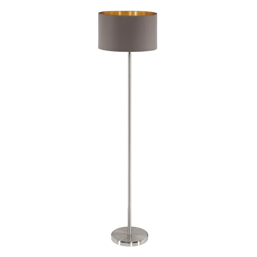Limited-time offer: Eglo Floor Lamp Maserlo, 1 Bulb Fabric Standing Lamp, Made of Steel and Fabric, Colour: Nickel Matt, Cappuccino, Gold, Socket: E27, incl. Step Switch from 68.22 GBP to 68.22 GBP (save 0%)