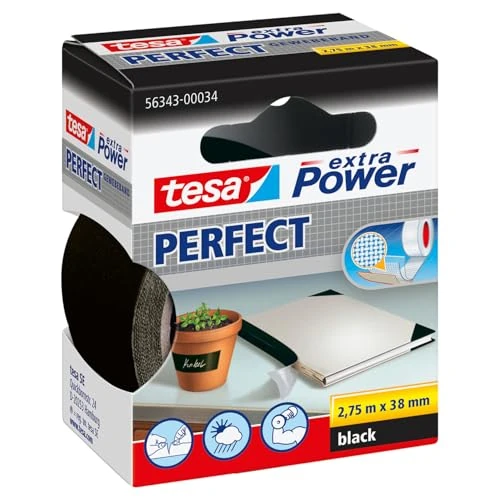 Zeitlich begrenztes Angebot: tesa extra Power Perfect Gewebeband - Gewebeverstärktes Ductape zum Basteln, Reparieren, Befestigen, Verstärken und Beschriften - Schwarz - 2,75 m x 38 mm von 7.49 € auf 4.95 € (34% Rabatt)
