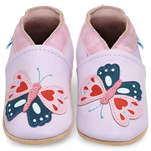 Soft Leather Baby’s Shoes - Newborn Baby’s Leather Booties with Suede Soles - First Steps Shoes  – Newborn Baby’s Shoes – Shoes for Baby Boys or Girls. 6-12 Months Farfalle