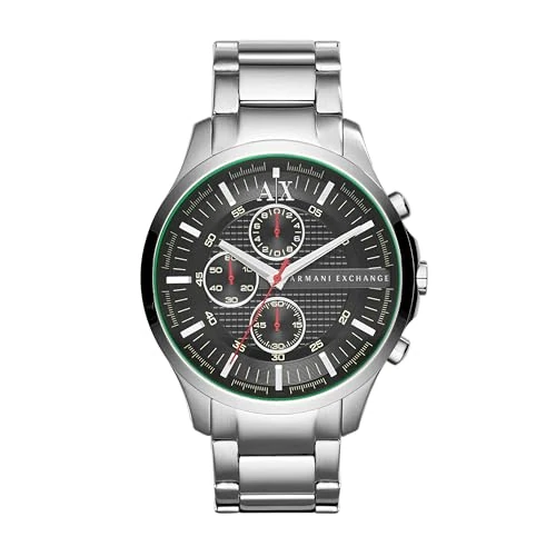 Offerta a tempo: Armani Exchange Orologio per uomo, Movimento cronografo al quarzo e cassa da 46 mm con cinturino in acciaio, Tono argento e grigio - 55% da 219.00 € a 99.20 €