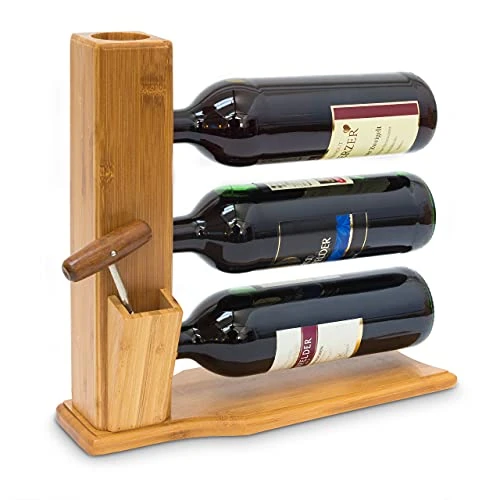 Limited offer: Relaxdays Wine Stand For 3 Bottles: 32 x 12 x 34 cm Wine Shelf Free-Standing Bamboo Bottle Rack With Cork And Bottle Opener Holder Wine Stand, natural from 19.46 EUR to 19.46 EUR (save 0%)