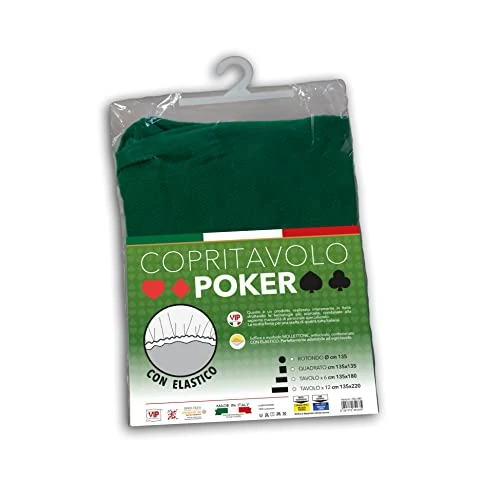 V.I.P. Very Important Pillow Mollettone Copritavolo con Elastico salvatavolo Idea Regalo Poker, Rotondo diametro 135 cm