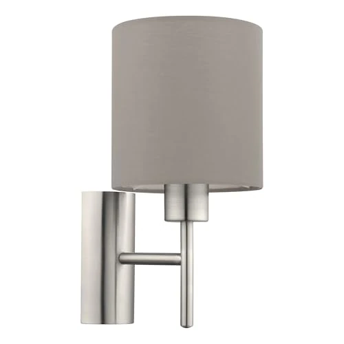 Tijdelijke aanbieding: EGLO Wandlamp Pasteri, 1-lichts textiel wandlamp, materiaal: staal, stof, kleur: nikkel mat, taupe, fitting: E27, incl. schakelaar van 40.11 EUR naar 34.90 EUR (korting 13%)