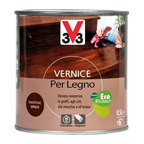 V33-Pintura Para Madera, 500 Ml, Acabado Mate, Color Marrón