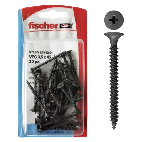 Offerta a tempo: Fischer 30 Viti per Cartongesso 3,5x45 mm, Fosfatate Autoperforanti, per Fissaggio Lastre su Profili Metallici, Filettatura a Passo Fine, Impronta Phillips, 504667 - 58% da 5.90 € a 2.49 €