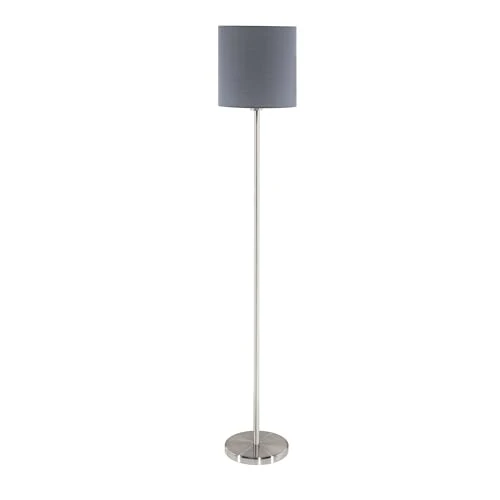Limited-time offer: EGLO Floor Lamp Pasteri, 1 Bulb Fabric Standing Lamp, made of Steel and Fabric, Colour: Nickel Matt, Grey, Socket: E27, incl. Foot Switch from 57.13 GBP to 57.13 GBP (save 0%)