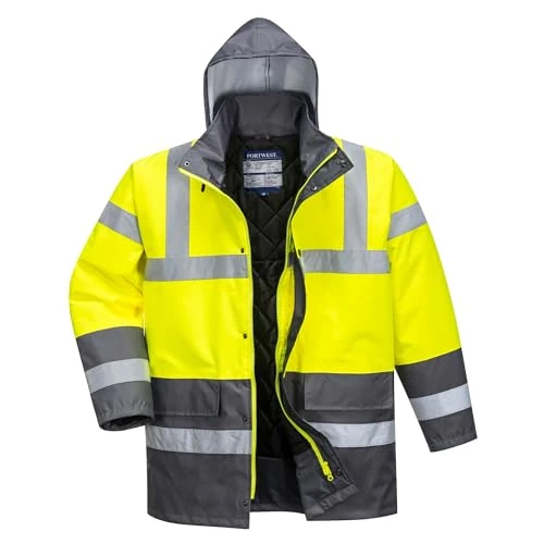 Limited-time offer: Portwest S466 Men's Waterproof Hi Vis Traffic Jacket - Reflective Safety Coat Yellow/Grey, XX-Large from 28.35 GBP to 28.35 GBP (save 0%)