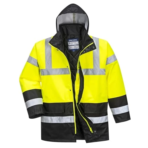Limited offer: Portwest Workwear Mens Contrast Traffic Jacket YeBk Large from 42.62 EUR to 42.62 EUR (save 0%)
