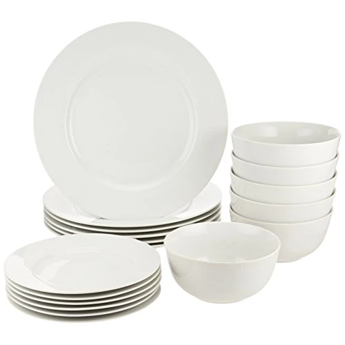 Limited-time offer: Amazon Basics 18-Piece Dinnerware Set, Service for 6, White from 38.37 GBP to 32.60 GBP (save 15%)