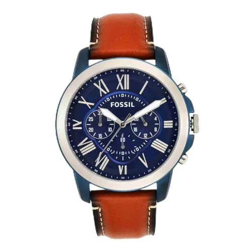 Limited-time offer: Fossil Grant Men's Quartz Watch with Blue Dial and Brown Leather Strap FS5151 from 89.99 £ to 76.94 £ (save 15%)