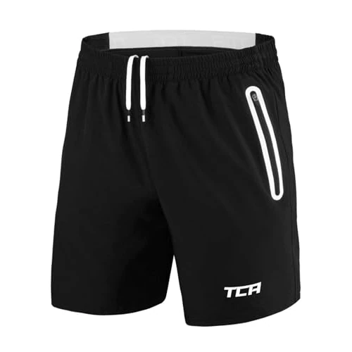 Oferta limitowana: TCA Meskie Elite Tech Lekkie spodenki treningowe do biegania na silowni z kieszeniami na zamek - Czarny/Biały, M z 83.59 zł na 83.59 zł (oszczędź 0.00%)