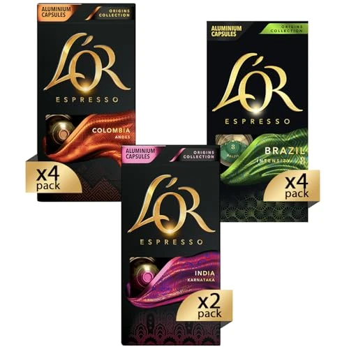 Offerta a tempo: L'Or - Capsule Caffè Espresso Confezione Mista - Variety Pack Origini - 100 Capsule di Alluminio Compatibili Nespresso®* original - 40 Colombia, 40 Papua New Guinea, 20 India - 31% da 41.99 € a 28.99 €