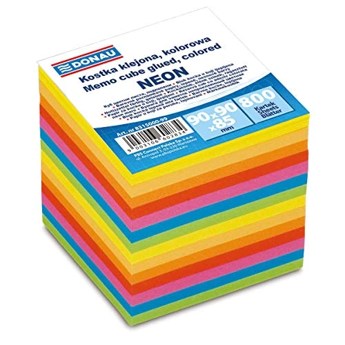 DONAU 8315000-99 - Bloc de notas (90 x 90 x 90 mm, 700 hojas, varios colores fluorescentes)