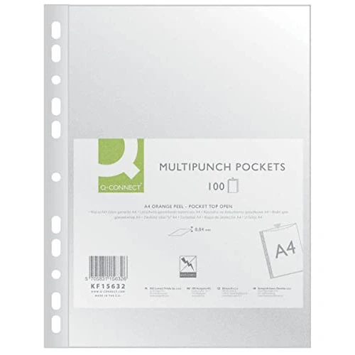 Offerta a tempo: Q-Connect KF15632 - Buste trasparenti a grana A4-100 pezzi/grana superiore aperte, formato A4-100 micron - 0.00% da 4.97 € a 4.97 €