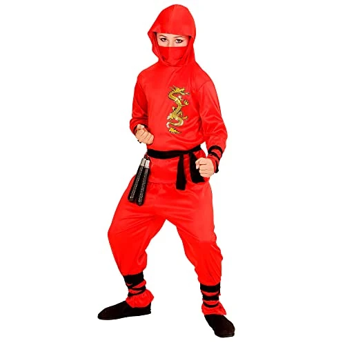 W WIDMANN MILANO Party Fashion - Costume bambino Drago Rosso Ninja, guerriero, samurai, costumi in maschera