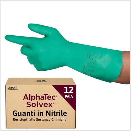 Offerta a tempo: Ansell AlphaTec 37-675 Guanti da Lavoro in Nitrile, Resistenti a Sostanze Chimiche Aggressive e all'Abrasione, Impermeabili e Riutilizzabili, Alta Protezione Chimica, Verde, Taglia XS (12 Paia) - 18% da 29.95 € a 24.49 €
