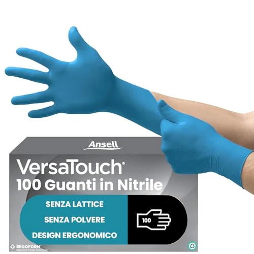 Offerta a tempo: Ansell VersaTouch 92-465 Guanti Nitrile Monouso, Senza Lattice, Resistenti, Alimentari Azul, Senza Talco, M 100 Pezzi, Spesso, Blu Scuro, 8 (M) - 0.00% da 30.45 € a 30.45 €