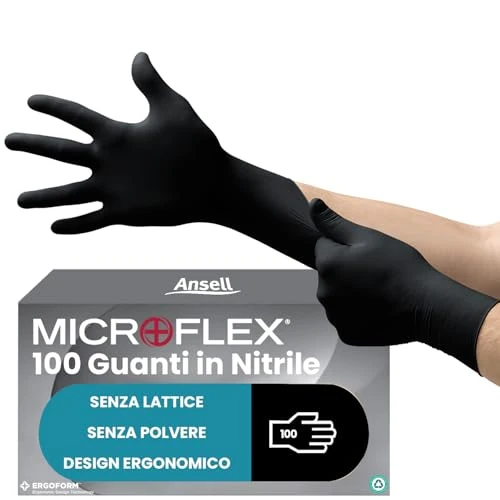 Limitiertes Angebot: Ansell MicroFlex 93-852 Einmalhandschuhe Latexfreie, Schwarz Nitrilhandschuhe Puderfrei, Chemikalien-Schutzhandschuhe, Mechaniker Handschuhe, Schwarze Handschuhe M (100 Stück) von 13.99 EUR auf 11.79 EUR (Spare 16%)