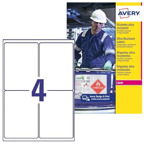 Offre limitée : AVERY - 200 Étiquettes Ultra-Resistantes Conditions Extrêmes Polyéthylène Personnalisables - Format 99 x 139 mm - Impression Laser et Jet d'Encre de 79.30 € à 79.30 € (0.00% de remise)