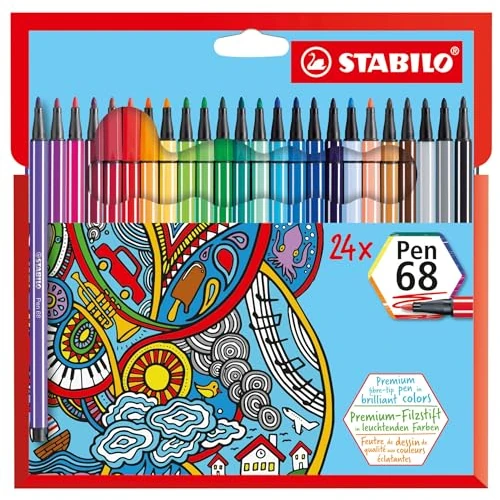 Tijdelijke aanbieding: STABILO - Premium viltstift - Pen 68 - Etui met 24 kleuren van 23.99 € naar 23.99 € (0.00% korting)