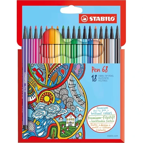 Offre limitée : STABILO - Feutre de coloriage - Pen 68 - Etui carton x 18 feutres de coloriage pointe moyenne - coloris assortis de 13.67 EUR à 13.67 EUR (remise 0%)