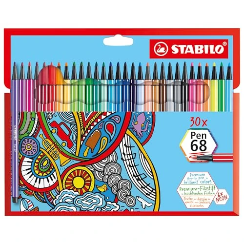 Rotulador premium STABILO Pen 68 - Estuche ARTY con 30 colores