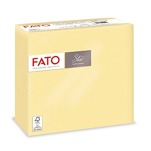 Offerta a tempo: Fato - Tovaglioli di Carta Monouso, Sofficità e Morbidezza, Confezione da 40 tovaglioli, Formato 38x38 Piegati in 4, 2 veli, Colore Champagne, Carta 100% Pura Cellulosa, Certificata FSC - 0.00% da 2.25 € a 2.25 €