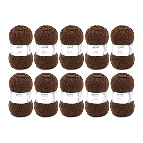Begrenztes Angebot: Gründl Wolle Lisa Premium uni - Garn zum Stricken - Strickgarn - Häkelgarn - Weich und hautfreundlich - 100% Polyacryl 10 Knäuel 50 g / 133 m - Nadelstärke 3,5-4,5 - Schokolade von 15.90 EUR auf 15.90 EUR (Rabatt 0%)