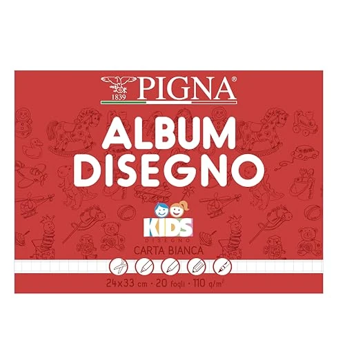 Offerta a tempo: Pigna, Album Disegna Kids, 20 Fogli, 24x33 cm, Rilegatura Punto Metallico, 110 g/m², quadrettati 1 cm, confezione 10 pezzi - 16% da 19.00 € a 15.93 €