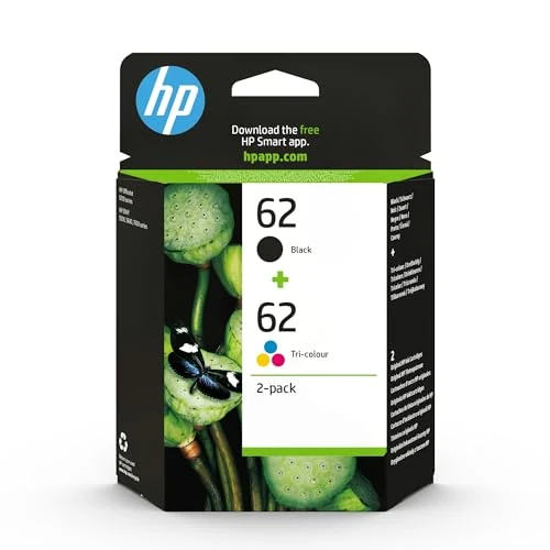Offerta a tempo: HP 62 Nero e Tricromia, N9J71AE, Confezione da 2 Cartucce Originali, Compatibili con Stampanti HP Envy 5540, 5642, 5644, 5742, 7640, HP OfficeJet Mobile serie 200 - 3% da 49.46 € a 47.74 €