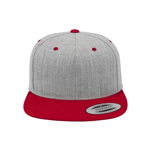 Limited-time offer: Yupoong Flexfit Unisex Kappe Classic Snapback 2-Tone, zweifarbige blanko Cap mit geradem Schirm, One Size Einheitsgröße für Männer und Frauen, Farbe heather/red from 13.55 £ to 13.55 £ (save 0.00%)