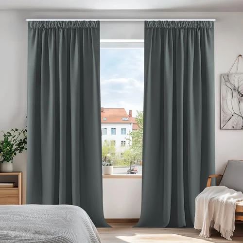 Offre limitée : Deconovo Rideaux Occultants Isolant Thermique Anti Froid, Rideaux pour Salon et Chambre, Design Moderne Galon Fronceur, 140x245 CM (Largeur x Hauteur), Gris Foncé, 2 Pièces de 31.29 € à 29.29 € (6% de remise)
