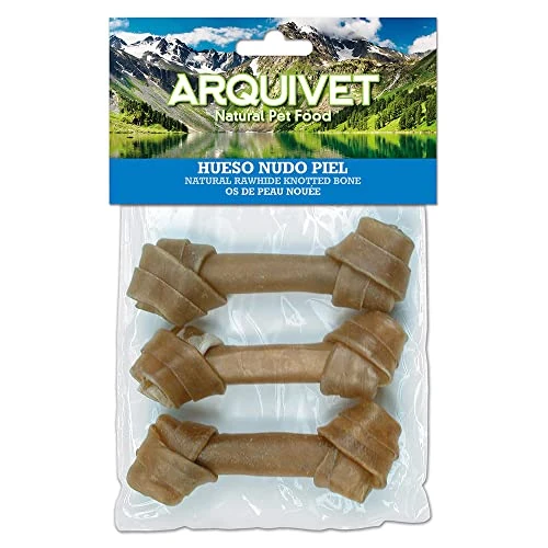 Offerta a tempo: ARQUIVET Osso annodato in pelle bovina - 12 cm - Confezione da 3 unità - Ossa per cani - Snack per cani - 19% da 5.80 € a 4.67 €