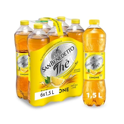Offerta a tempo: San Benedetto, Thè Freddo al Limone, 6x1,5 L Bevanda Dissetante Analcolica, Gusto Fruttato, Tappo Click, Senza Conservanti e Coloranti - 30% da 7.74 € a 5.40 €