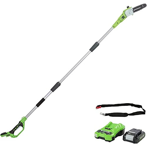 Limitiertes Angebot: Greenworks G24PS20K2 Akku Hochentaster,20 cm Blattlänge, 6,7 m/s Kettengeschwindigkeit, 3,2 kg, automatisches Öl-System, 50 ml Öltank, 2,6m Stangenreichweite,24V 2Ah Akku & Ladegerät, 3 Jahre Garantie von 99.99 EUR auf 99.99 EUR (Spare 0%)