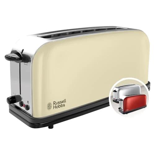 Offerta a tempo: Russell Hobbs Tostapane Classic 2 Fette, Fessure Extra Larghe, Regolazione Doratura, Funzione Riscalda e Scongela, Design Crema –Long Toaster 21395-56 - 38% da 49.90 € a 30.90 €