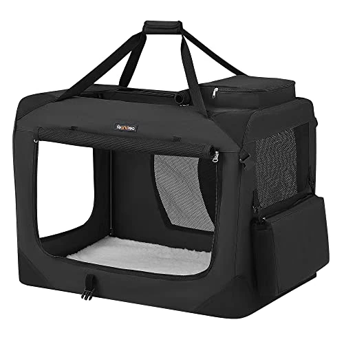 Offerta a tempo: FEANDREA Trasportino per Cani, Gabbia Pieghevole per Animali Domestici, Taglia XL, Tessuto Oxford e Maglia, Traspirante, Portatile, Struttura in Metallo, con Manici e Tasche, 81 x 58 x 58 cm, Nero PDC80H - 15% da 54.69 € a 46.49 €