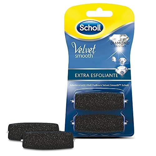Dr. Scholl's Velvet Smooth Ricariche Testine Extra Esfolianti con Cristalli di Diamante, 2 Pezzi - Per Rullo Elettrico Pedicure, Lima Piedi e Talloni, Pedicure Elettrico, Rimuovi Calli Piedi