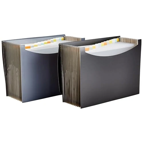 Offerta a tempo: Amazon Basics Cartella portadocumenti espandibile, formato A4 (confezione da 2), Nero/Grigio - 25% da 16.34 € a 12.25 €